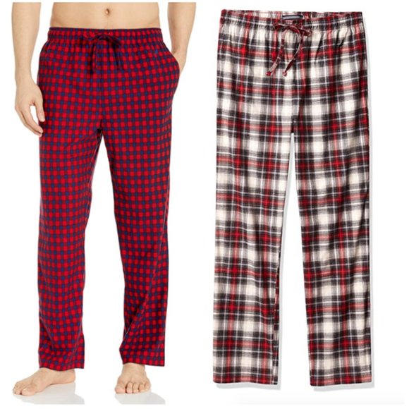 2 Pack NAUTICA Sleepwear Fleece Pajama Sleep Pants Red Check/Plaid Men's M - Picture 1 of 10